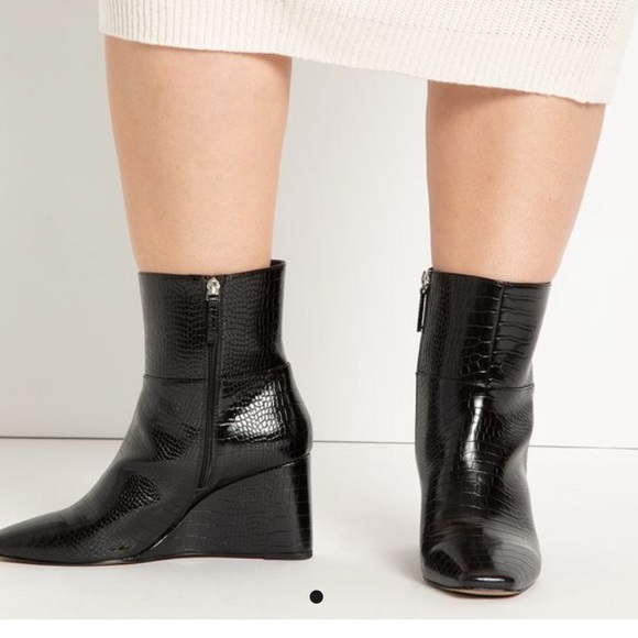 Eloquii black croc wedge boots - NIB - Picture 1 of 7